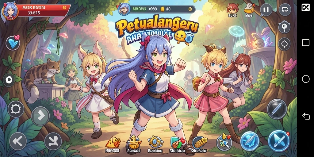 Tampilan menakjubkan dari gameplay MPO555 dengan karakter anime yang beraksi.
